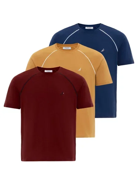 Moxx Paris Tricou albastru / galben / roșu bordeaux alb