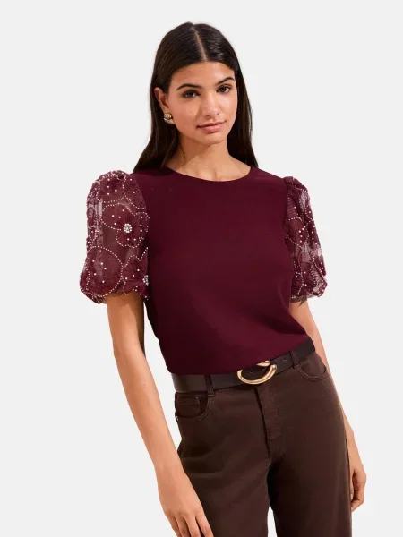 Friends Like These Bluză burgundy roșu