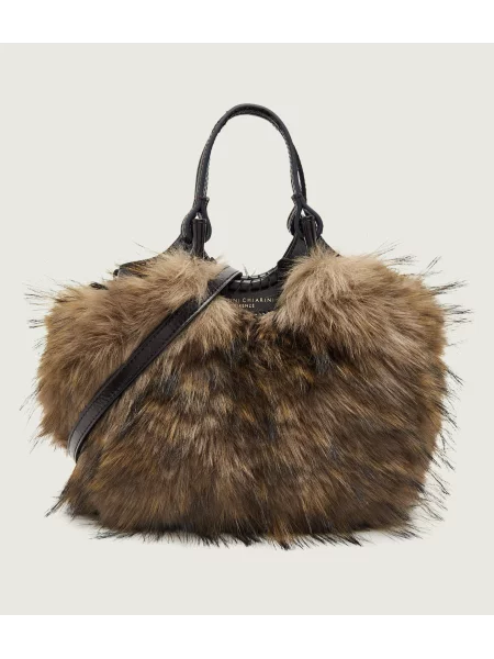 GIANNI CHIARINI Geantă pe umăr Dua | shearling maro