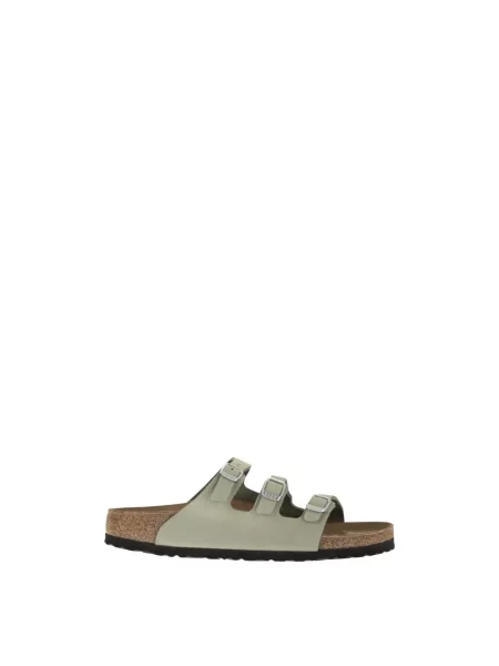 Klapki Birkenstock skórzane zielone
