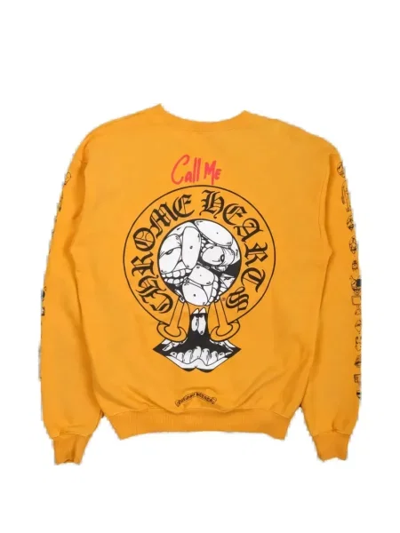 Kerek nyakú szív mintás melegítő felső Chrome Hearts sárga