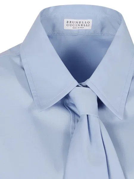 Cămașă Brunello Cucinelli din poplin albastru