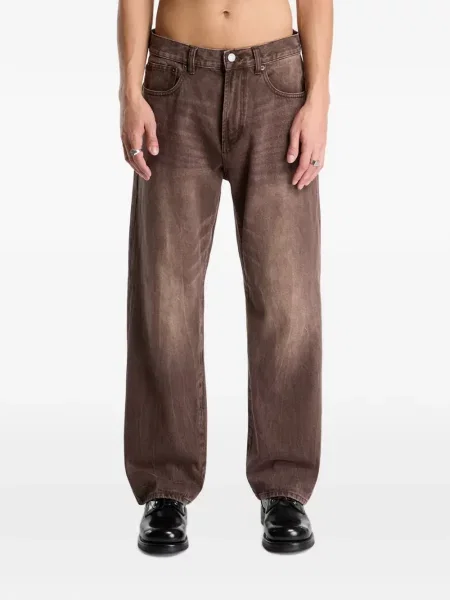 Jeansy straight leg Obey brązowe
