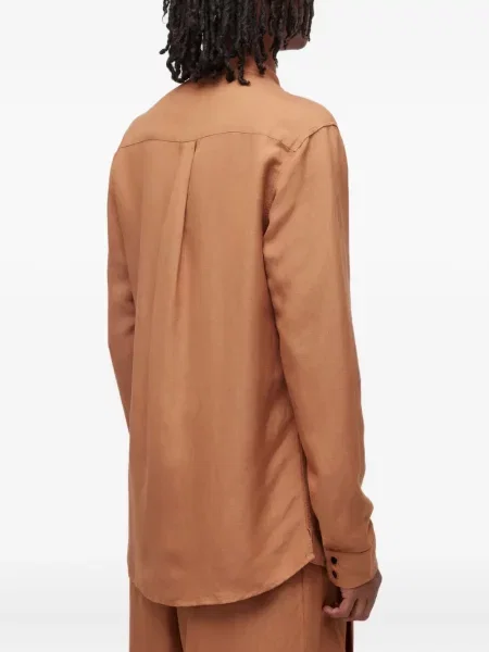 Риза Osklen със стояща яка кафяво