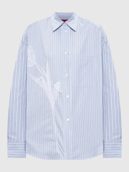 Сорочка CANNETI в смужку з квітковою аплікацією Max & Co блакитна