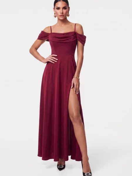 Ombre Pletena haljina tamno crvena crna