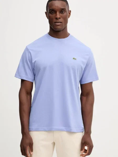 Тениска Lacoste лилаво с изчистен дизайн виолетово