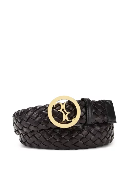 Curea Billionaire din piele cu cataramă țesută maro