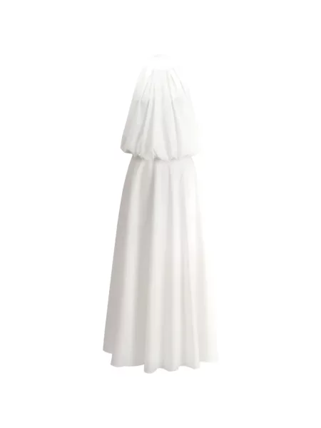 Rochie maxi The Arkow cu gât halter alb