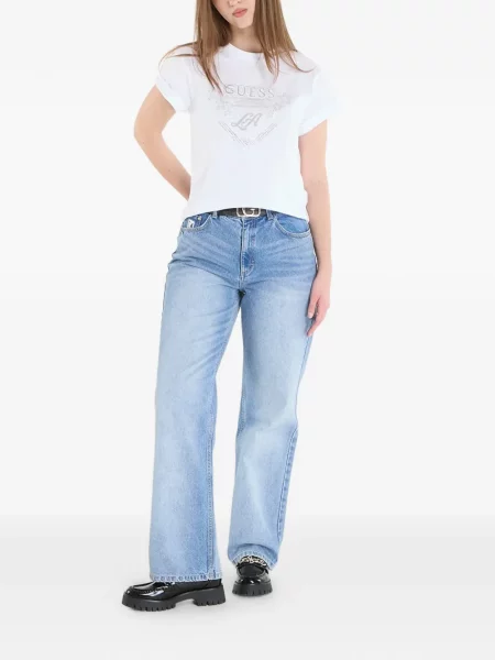 Tricou Guess cu autograf alb