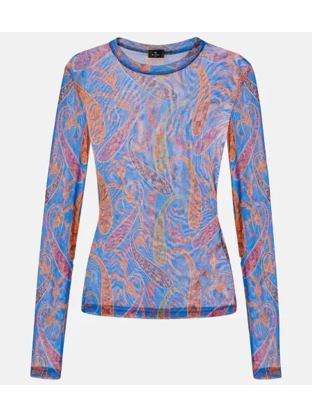 Top Etro de catifea transparente albastru