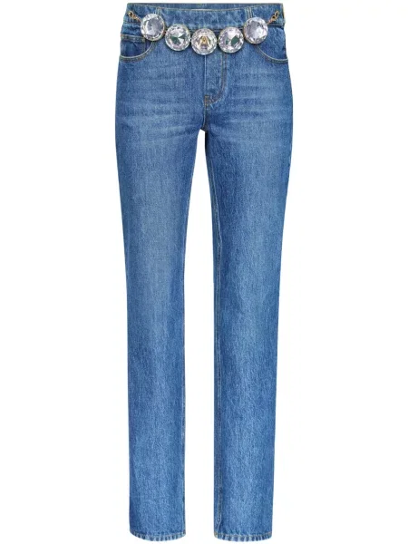 Proste jeansy Area z kryształkami niebieskie