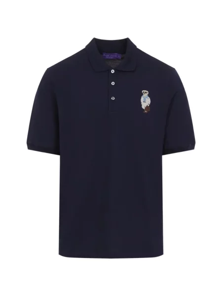 Tricou polo Ralph Lauren Purple Label cu broderie albastru