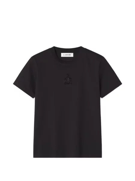 Tricou Lanvin cu broderie din jerseu negru