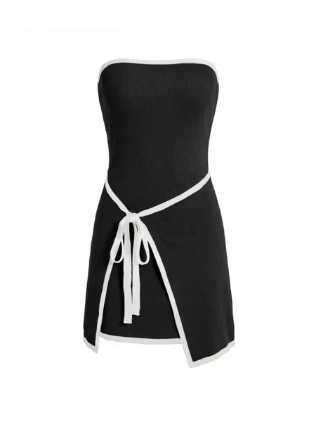 Imily Bela Rochie tricotat negru alb