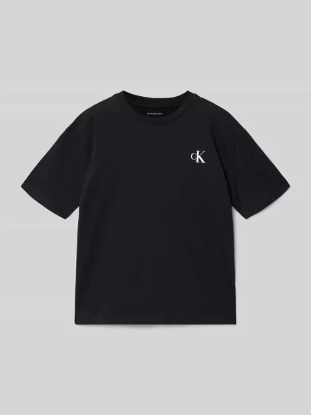 T-shirt o kroju regular fit z czystej bawełny Calvin Klein Jeans czarna