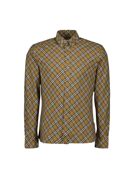 Haftowana koszula Burberry w kratę retro brązowa