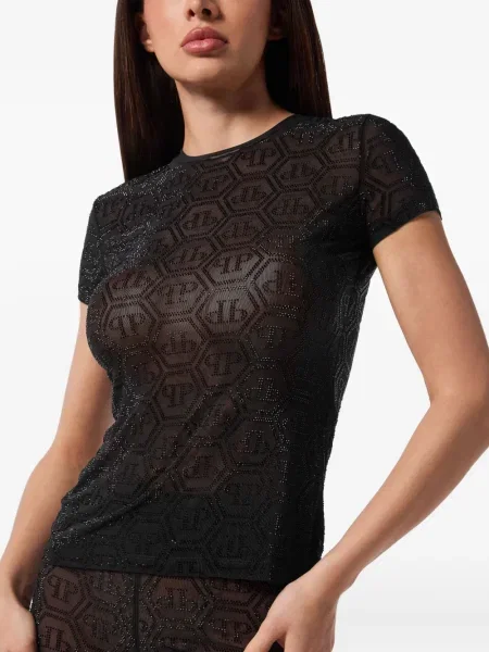 Tricou Philipp Plein din tul negru