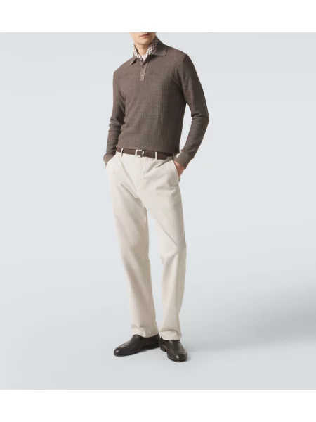 Tricou polo Agnona de lână maro