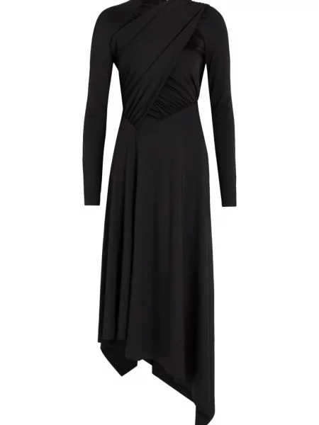 Rochie midi Victoria Beckham asimetrică negru