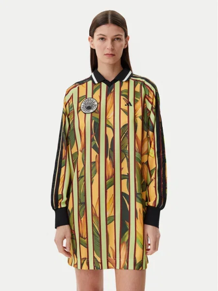 Рокля adidas x Farm Rio къса с уголемена кройка зелено