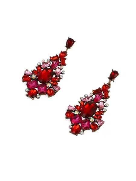 SOHI Uhani Kavya zlata / roza rdeča