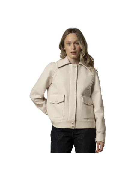 Krótka kurtka skórzana Kocca beżowa
