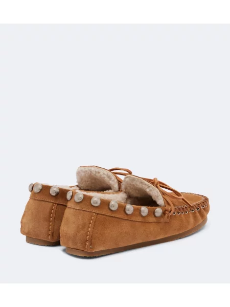 Pantofi loafer Isabel Marant din piele de căprioară bej
