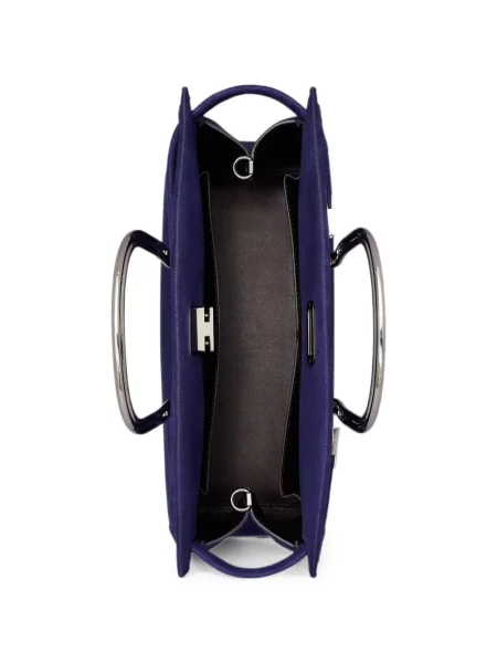 Geantă shopper Tory Burch din piele de căprioară violet