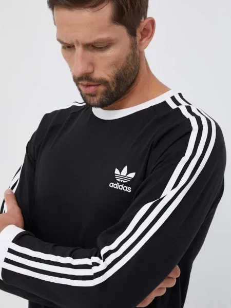 Csíkos hosszú ujjú póló Adidas Originals fekete