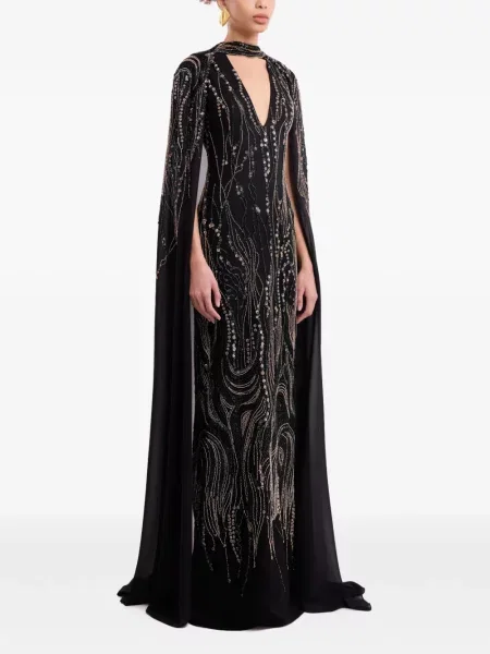 Rochie maxi Gemy Maalouf cu mărgele negru
