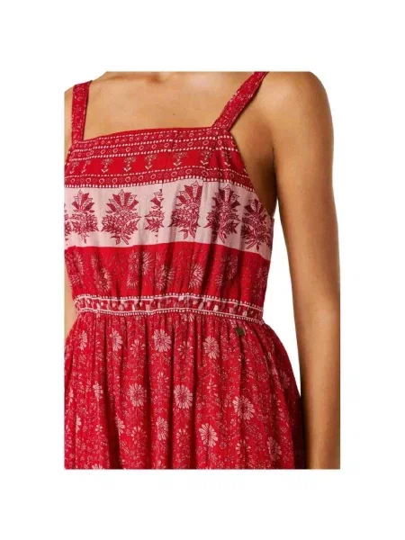 Rochie din denim Pepe Jeans roșu