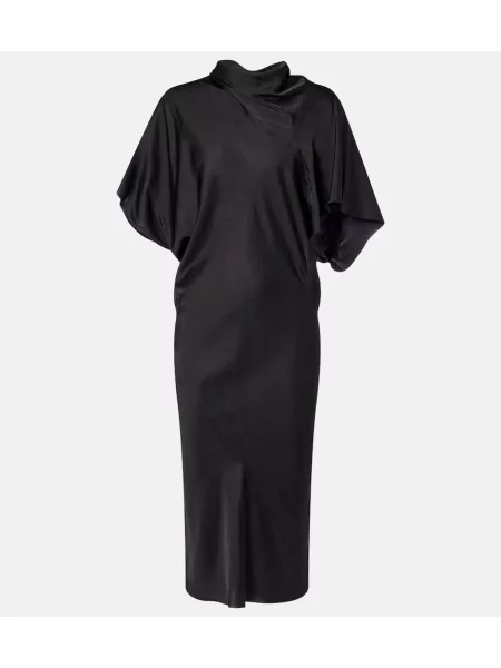 Rochie midi Rick Owens drapată până la genunchi de costum negru