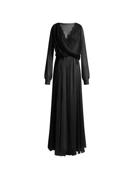 Rochie maxi Alberta Ferretti din dantelă drapată negru