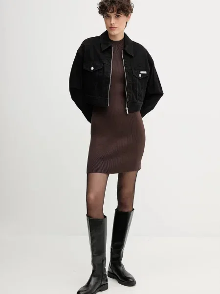 Calvin Klein Jeans sukienka mini dopasowana brązowy