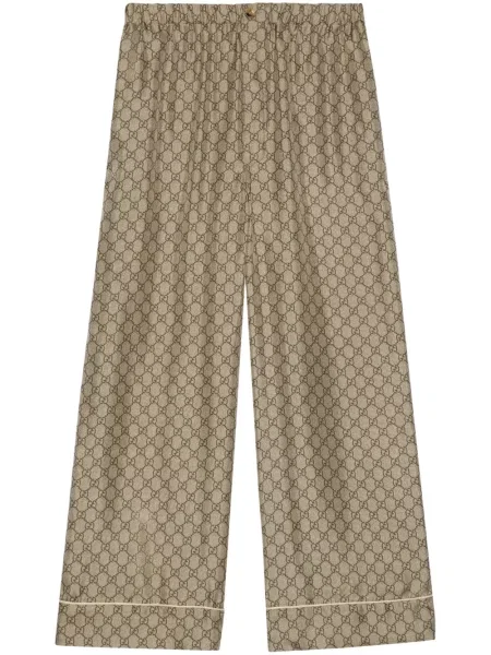 Pantaloni Gucci de mătase maro