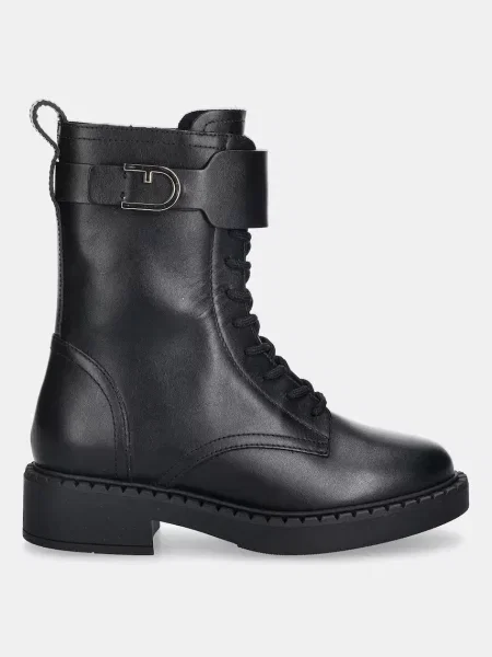 Шкіряні черевики Furla New Legacy Army Boot на плоскому ходу чорний