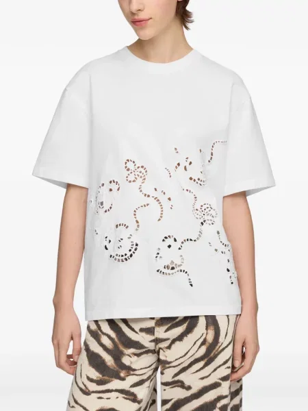 Tricou Ganni cu broderie alb