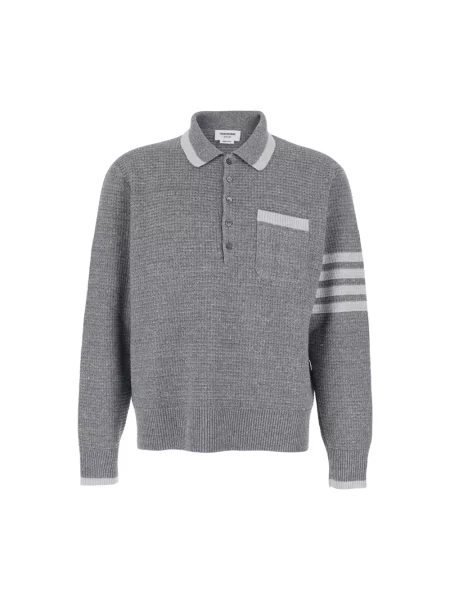 Koszulka polo Thom Browne wełniana szara