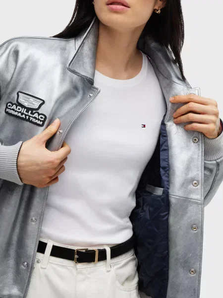 Кожаная куртка Tommy Hilfiger серая