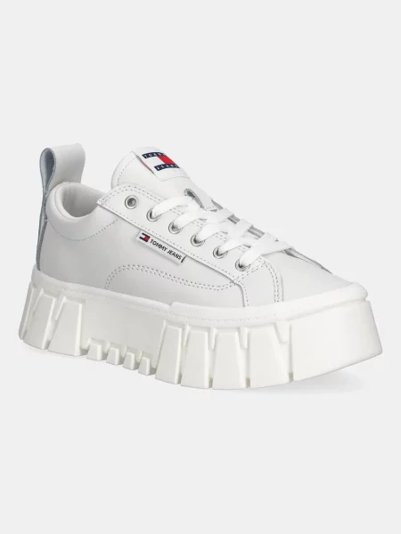 Sneakerși Tommy Jeans din piele alb
