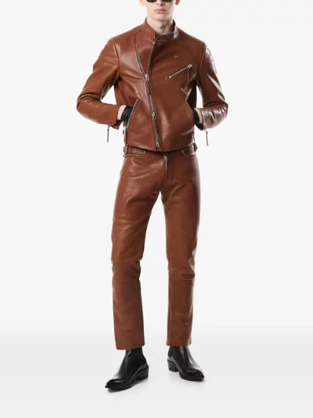 Kožne hlače Tom Ford sa kopčom smeđa