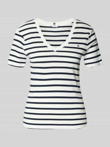 T-shirt o kroju slim fit z czystej bawełny Tommy Hilfiger biała