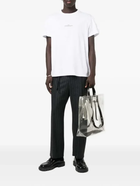 Тениска Maison Margiela бродирана с кръгло деколте бяло