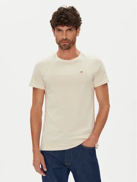 Тениска Tommy Jeans бежово
