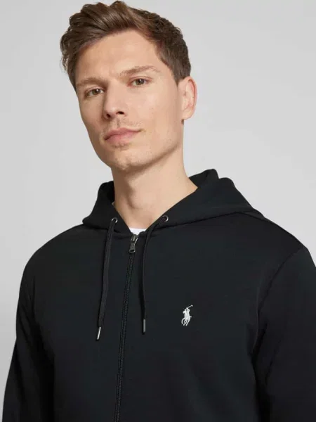 Polo Ralph Lauren Bluzy Mężczyzna Bluza z Zamkiem Błyskawicznym z Podwójnego Dzianiny czarny
