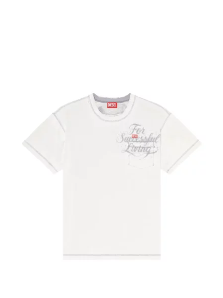 Tricou Diesel cu imagine cu buzunare la piept alb