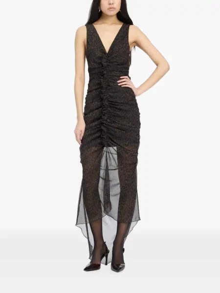 Rochie midi Rotate Birger Christensen cu volane maro