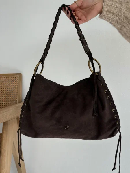 Usnjena torbica Boto iz semiša rjava