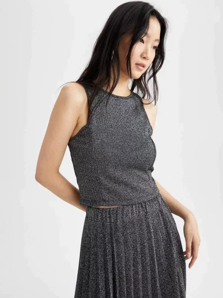 Top Defacto fără mâneci tricotate gri